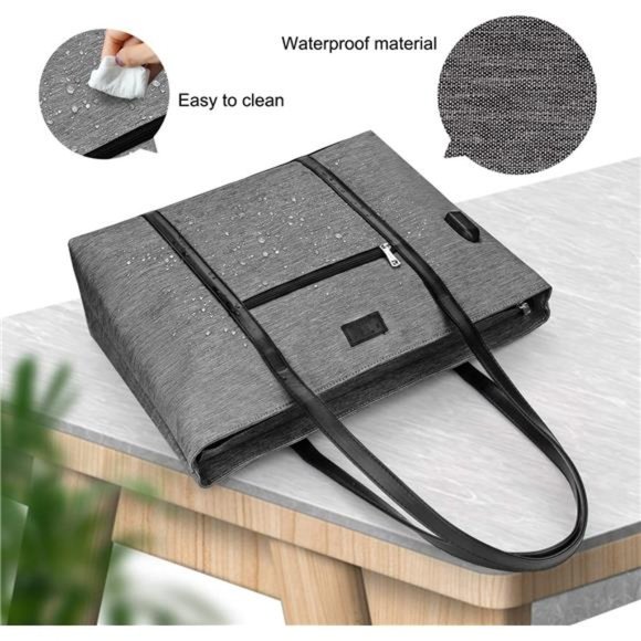 Laptop Tote Bag, Women Work Bag 15.6 Inch Laptop Bag with USB Charging Port - Picture 5 of 6